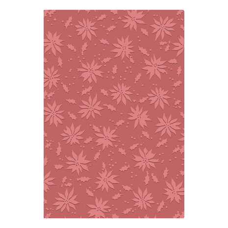 Sizzix 2D Texture Fades w/ A5 Embossing Folder Vault Holly Poinsettia by Tim Holtz (667252) Sizzix 2D Texture Fades w/ A5 Embossing Folder Vault Holly Poinsettia by Tim Holtz (667252)