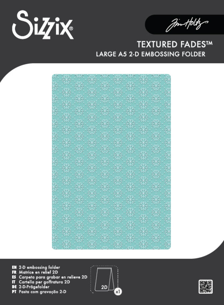 Sizzix 2D Texture Fades w/ A5 Embossing Folder Vault Snowflakes #3 by Tim Holtz (667251) Sizzix 2D Texture Fades w/ A5 Embossing Folder Vault Snowflakes #3 by Tim Holtz (667251)