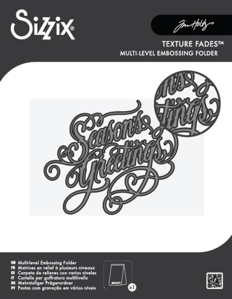 Sizzix Multilevel Texture Fades w/ A6 Embossing Folder Vault Seasons Greetings by Tim Holtz (667249) Sizzix Multilevel Texture Fades w/ A6 Embossing Folder Vault Seasons Greetings by Tim Holtz (667249)