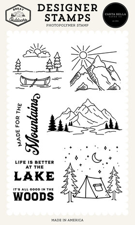 Carta Bella Great Outdoors Designer Stamp Set Made For The Mountains (CBOUT542044) Carta Bella Great Outdoors Designer Stamp Set Made For The Mountains (CBOUT542044)