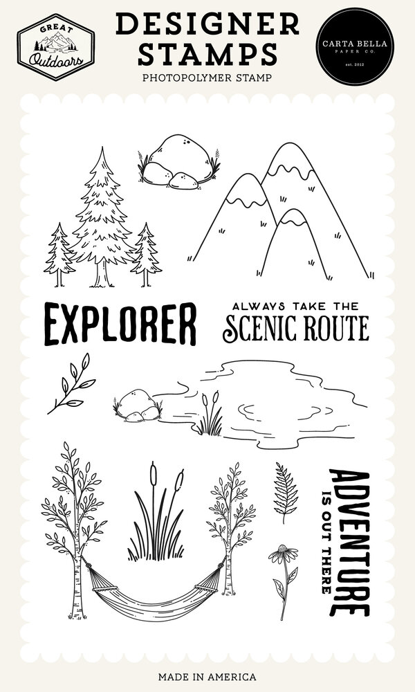 Carta Bella Great Outdoors Designer Stamp Set Explorer (CBOUT542043) Carta Bella Great Outdoors Designer Stamp Set Explorer (CBOUT542043)