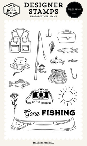 Carta Bella Great Outdoors Designer Stamp Set Fishing Icons (CBOUT542042) Carta Bella Great Outdoors Designer Stamp Set Fishing Icons (CBOUT542042)