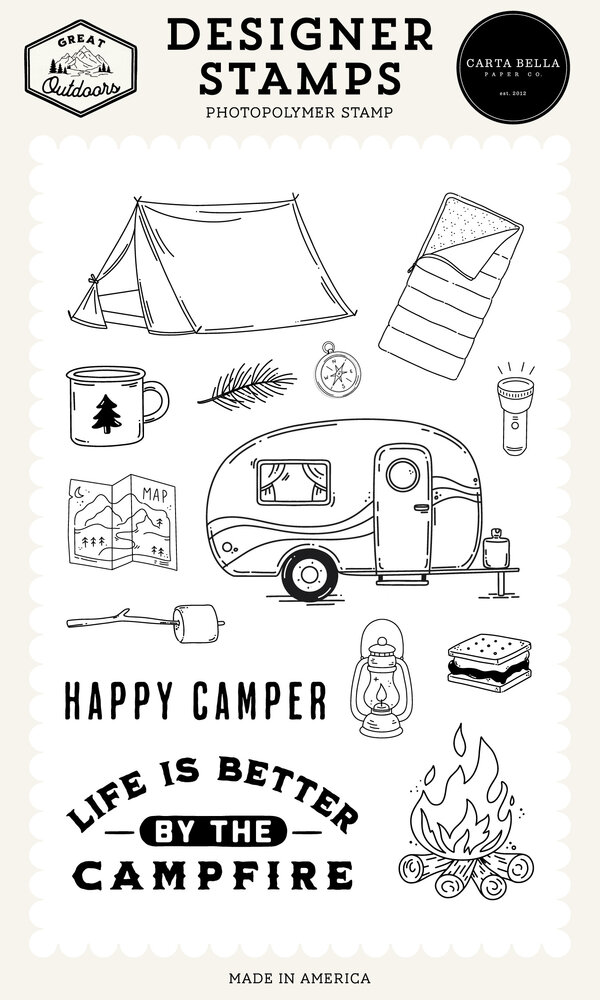 Carta Bella Great Outdoors Designer Stamp Set Camping Icons (CBOUT542041) Carta Bella Great Outdoors Designer Stamp Set Camping Icons (CBOUT542041)