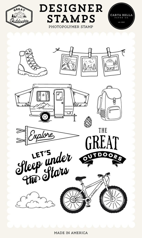 Carta Bella Great Outdoors Designer Stamp Set Sleep Under The Stars (CBOUT542040) Carta Bella Great Outdoors Designer Stamp Set Sleep Under The Stars (CBOUT542040)