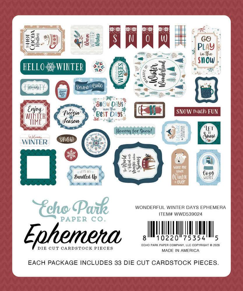 Echo Park Wonderful Winter Days Ephemera (WWD539024) Echo Park Wonderful Winter Days Ephemera (WWD539024)