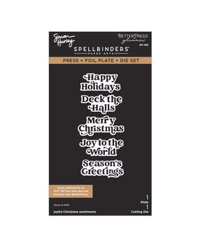 Spellbinders Simon's Sentiments Press+Foil Plate & Die Set Joyful Christmas Sentiments by Simon Hurley (BP-389)