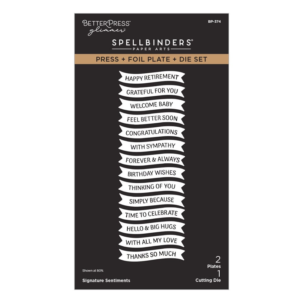 Spellbinders Create Your Way Everyday Press + Foil Plate & Die Set Signature Sentiments (BP-374)