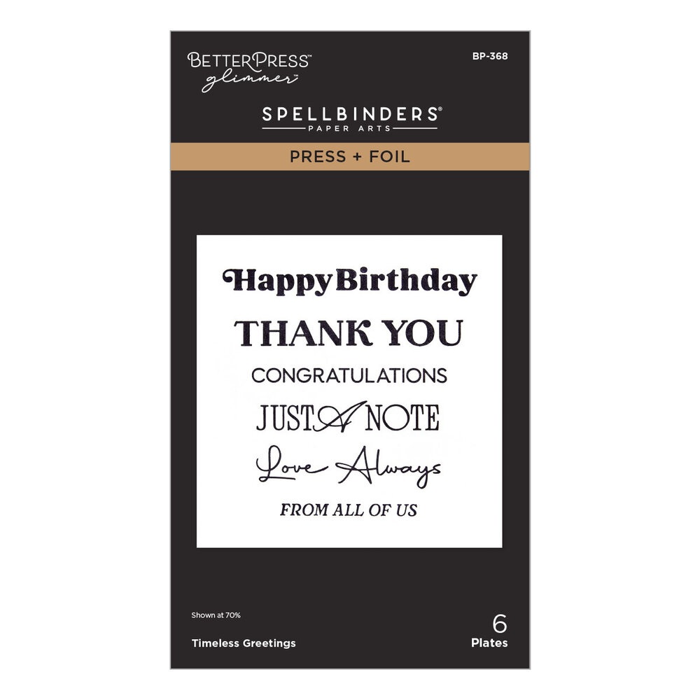 Spellbinders Create Your Way Everyday Press + Foil Plates Timeless Greetings (BP-368) Spellbinders Create Your Way Everyday Press + Foil Plates Timeless Greetings (BP-368)