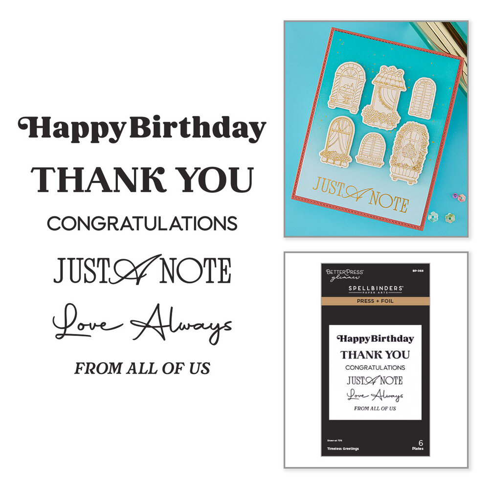 Spellbinders Create Your Way Everyday Press + Foil Plates Timeless Greetings (BP-368) Spellbinders Create Your Way Everyday Press + Foil Plates Timeless Greetings (BP-368)