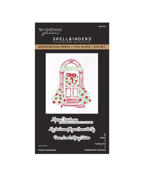 Spellbinders Create Your Way Holiday Registration Press + Foil Plate & Die Set Festive Evergreens (BPR-050)