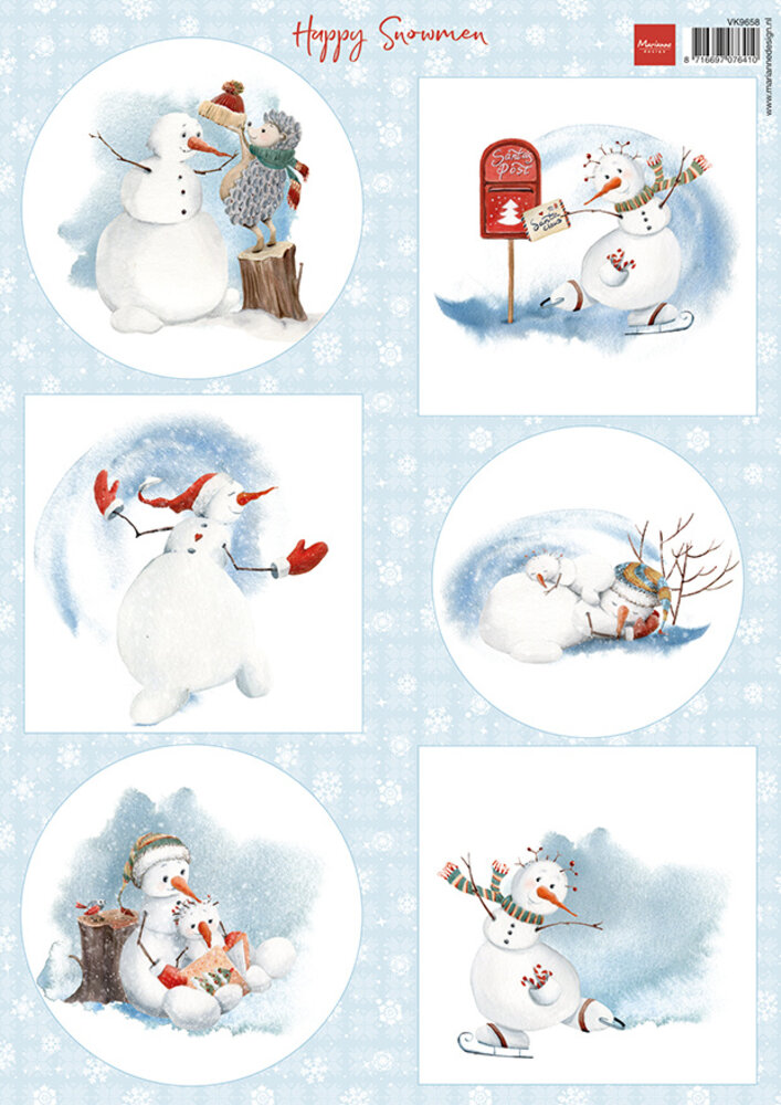 Marianne Design Decoupage Sheet A4 Happy Snowmen (VK9658)