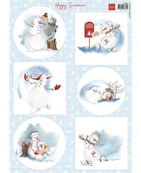 Marianne Design Decoupage Sheet A4 Happy Snowmen (VK9658)
