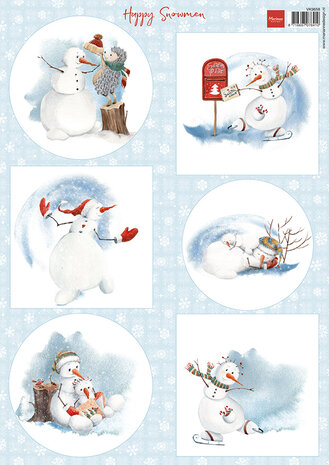 Marianne Design Decoupage Sheet A4 Happy Snowmen (VK9658)