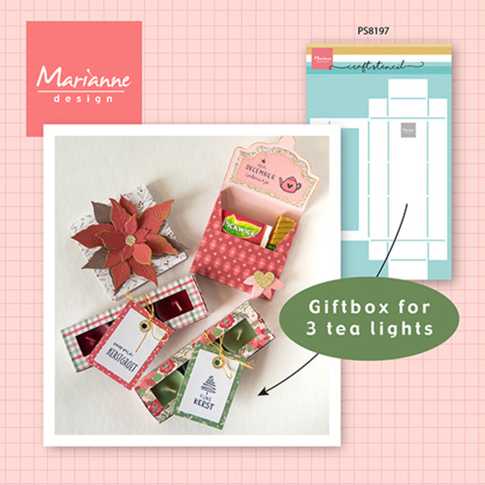 Marianne Design Craft Stencil Tealight Box (3pcs) (PS8197)