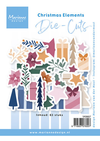 Marianne Design Die Cuts Christmas Elements by Marleen (63pcs) (VK9657)