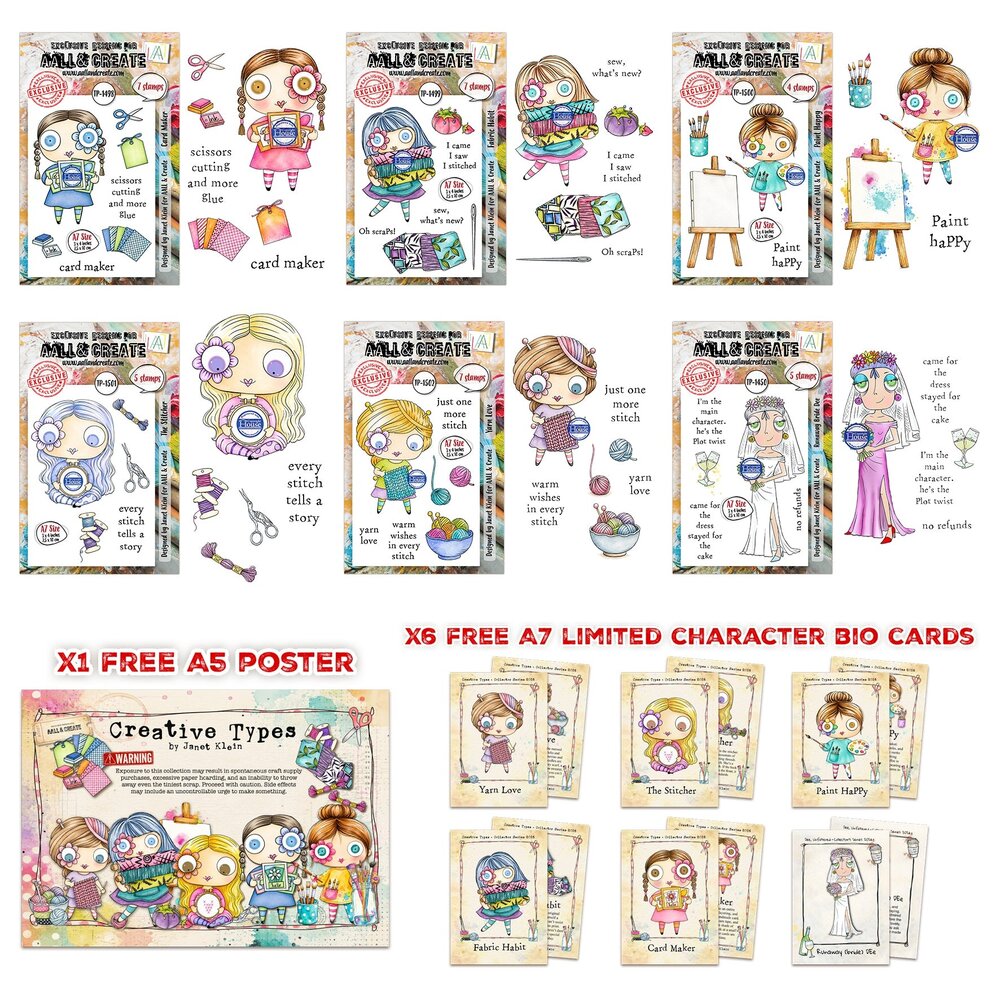 Aall and Create Creative Types A5 Stamp Bundle by Janet Klein (AALL-PCK-JK007) Aall and Create Creative Types A5 Stamp Bundle by Janet Klein (AALL-PCK-JK007)