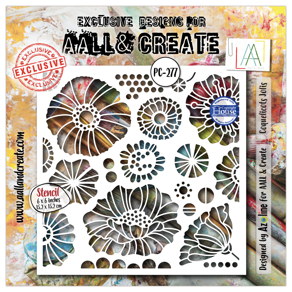Aall and Create Dentelle Florale 6x6 Inch Stencil Coquelicots Jolis by Azoline (AALL-PC-277) Aall and Create Dentelle Florale 6x6 Inch Stencil Coquelicots Jolis by Azoline (AALL-PC-277)