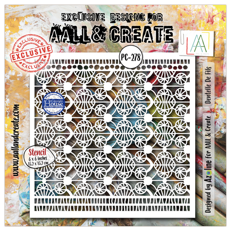 Aall and Create Dentelle Florale 6x6 Inch Stencil Dentelle De Fils by Azoline (AALL-PC-278) Aall and Create Dentelle Florale 6x6 Inch Stencil Dentelle De Fils by Azoline (AALL-PC-278)