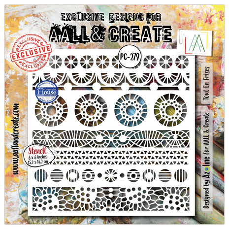 Aall and Create Dentelle Florale 6x6 Inch Stencil Tout En Frises by Azoline (AALL-PC-279) Aall and Create Dentelle Florale 6x6 Inch Stencil Tout En Frises by Azoline (AALL-PC-279)