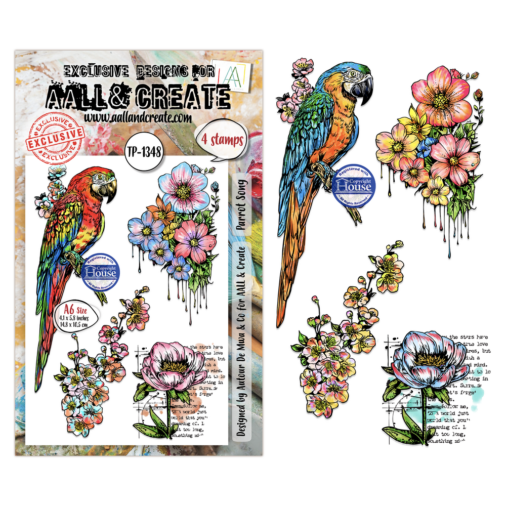 Aall and Create Hearted Nature A6 Stamp Sets Parrot Song by Autour De Mwa & Co (AALL-TP-1348) Aall and Create Hearted Nature A6 Stamp Sets Parrot Song by Autour De Mwa & Co (AALL-TP-1348)