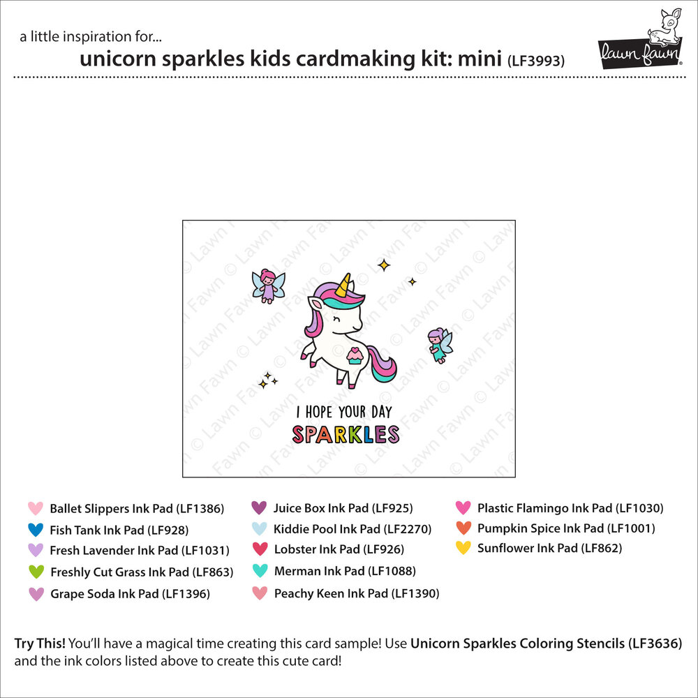 Lawn Fawn Unicorn Sparkles Kids Cardmaking Kit Mini (LF3993)
