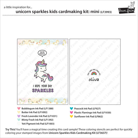 Lawn Fawn Unicorn Sparkles Kids Cardmaking Kit Mini (LF3993)