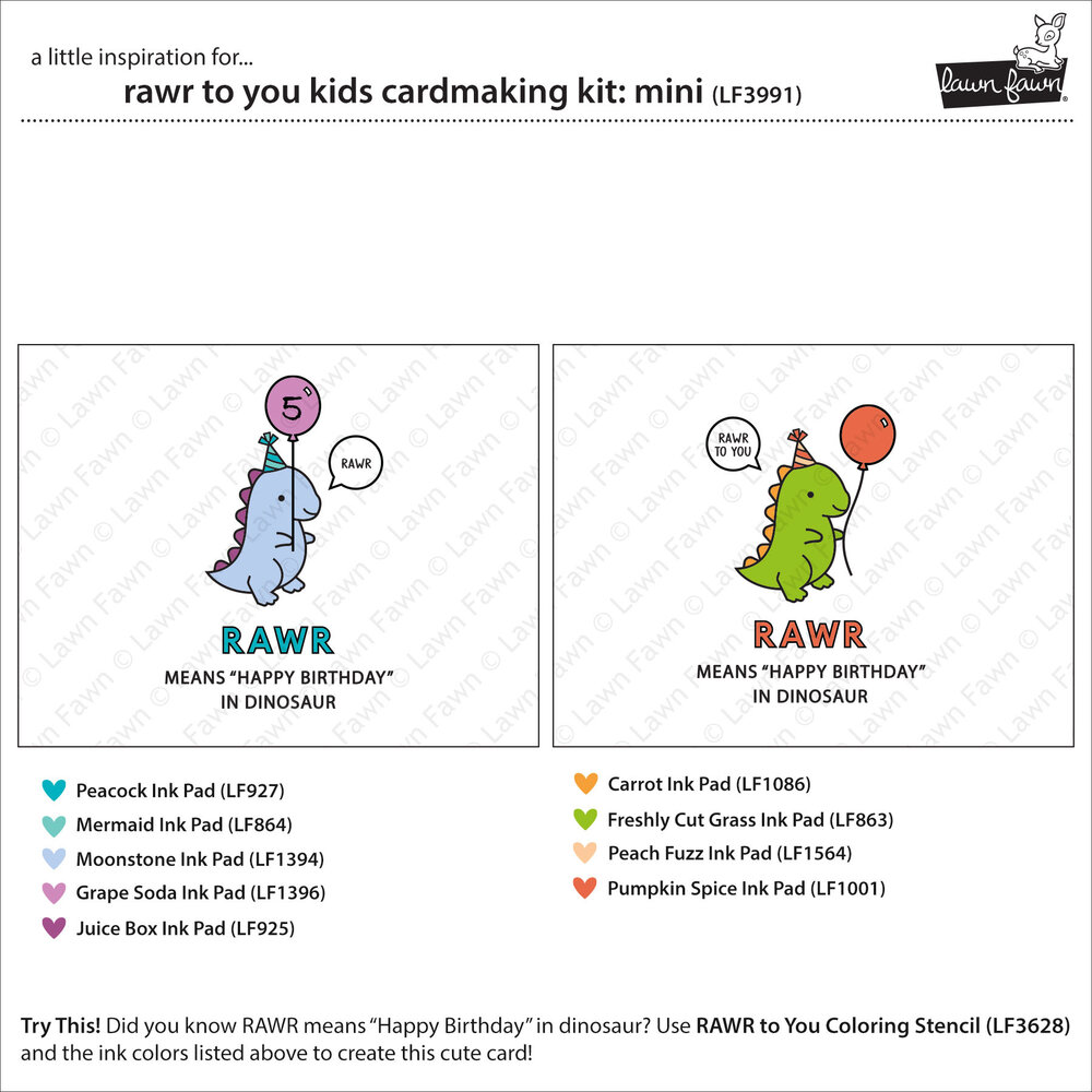 Lawn Fawn Rawr To You Kids Cardmaking Kit Mini (LF3991) Lawn Fawn Rawr To You Kids Cardmaking Kit Mini (LF3991)