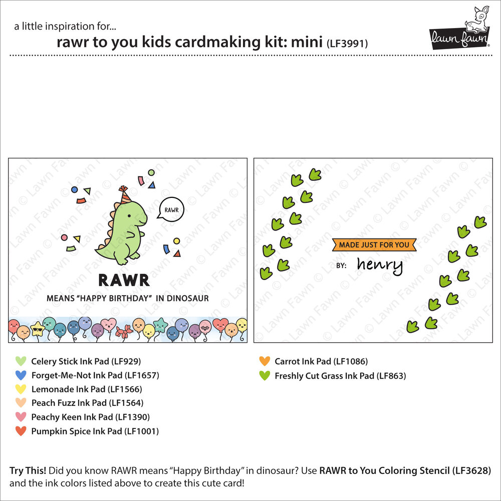 Lawn Fawn Rawr To You Kids Cardmaking Kit Mini (LF3991) Lawn Fawn Rawr To You Kids Cardmaking Kit Mini (LF3991)