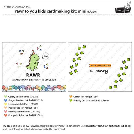 Lawn Fawn Rawr To You Kids Cardmaking Kit Mini (LF3991) Lawn Fawn Rawr To You Kids Cardmaking Kit Mini (LF3991)