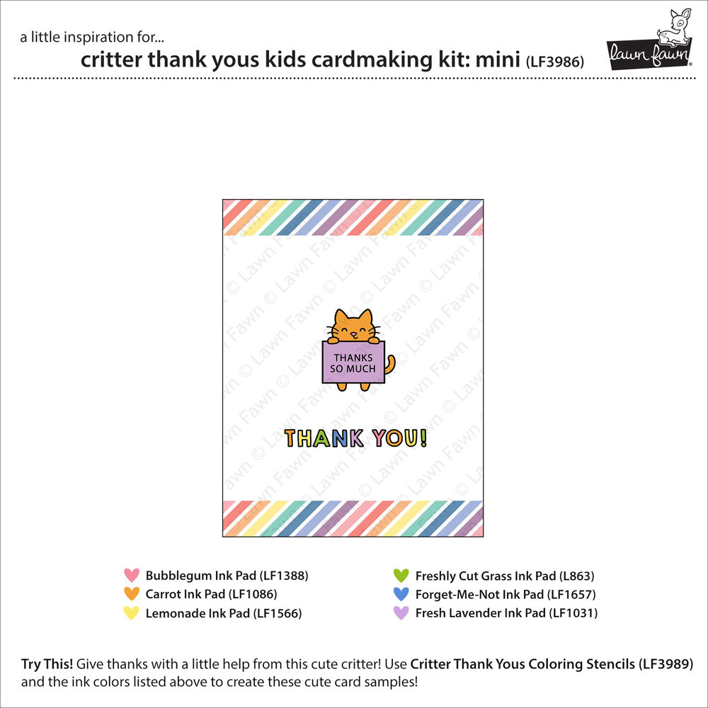 Lawn Fawn Critter Thank Yous Kids Cardmaking Kit Mini (LF3986) Lawn Fawn Critter Thank Yous Kids Cardmaking Kit Mini (LF3986)