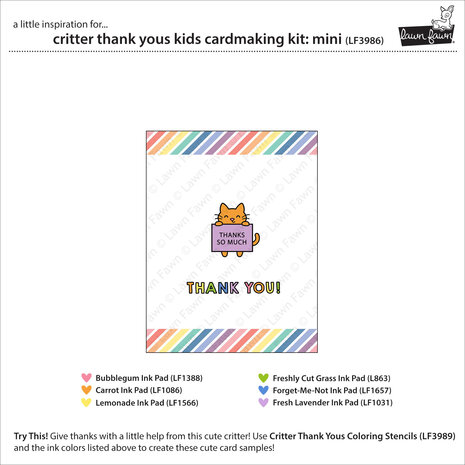 Lawn Fawn Critter Thank Yous Kids Cardmaking Kit Mini (LF3986) Lawn Fawn Critter Thank Yous Kids Cardmaking Kit Mini (LF3986)