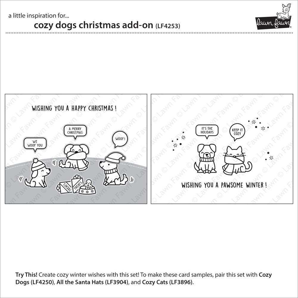 Lawn Fawn Cozy Dogs Christmas Add-On Clear Stamps (LF4253)
