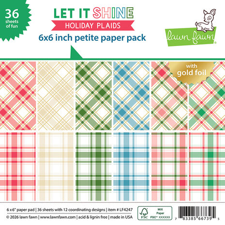 Lawn Fawn Let It Shine Holiday Plaids 6x6 Inch Petite Paper Pack (LF4247)