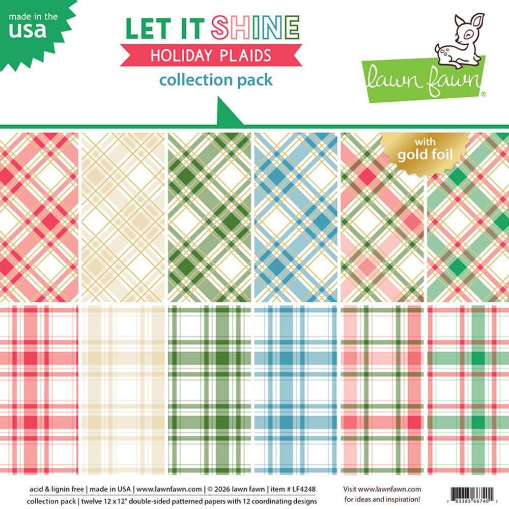 Lawn Fawn Let It Shine Holiday Plaids 12x12 Inch Collection Pack (LF4248)
