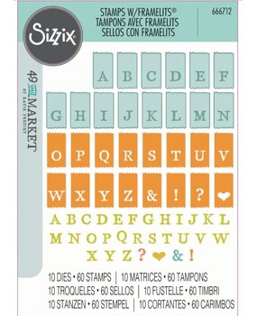 Sizzix Framelits Die w/Stamps by 49 and Market A5 Tab Stamp Alpha (60+10pcs) (666712)