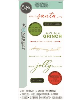 Sizzix Framelits Die w/Stamps by 49 and Market Jolly Sentiments (10+4pcs) (666707)