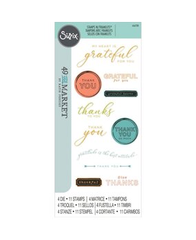 Sizzix Framelits Die w/Stamps by 49 and Market Thankful Sentiments (11+4pcs) (666708)