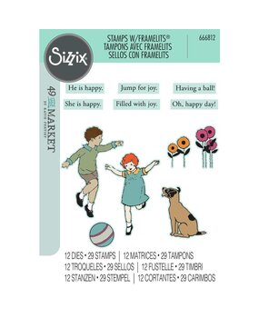Sizzix Framelits Die w/Stamps by 49 and Market Play Time (29+12pcs) (666812)