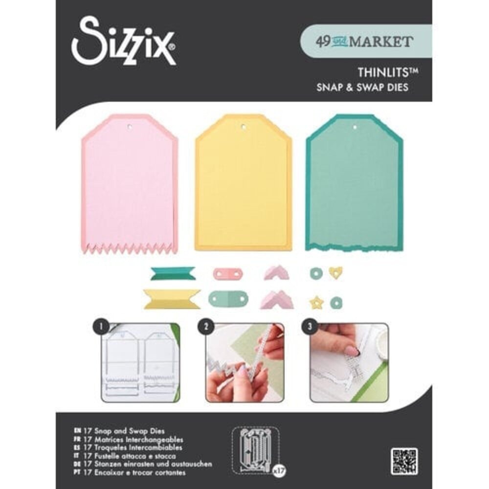 Sizzix Thinlits Die by 49 and Market Snap and Swap Large Tags (17pcs) (666826)