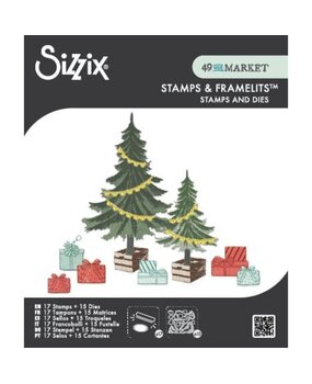 Sizzix Framelits Die w/Stamps by 49 and Market Trees and Trinkets (15+17pcs) (667013)