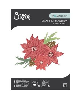 Sizzix Framelits Die w/Stamps by 49 and Market Poinsettia Trio (10+16pcs) (667015)