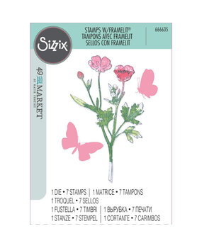 Sizzix Framelits w/Stamps by 49 and Market A5 Painted Pencil Botanical (7+1pcs) (666635) (OUTLET)
