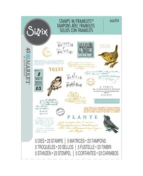 Sizzix Framelits Die w/Stamps by 49 and Market A5 Bird Song (23+5pcs) (666704)