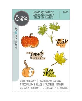 Sizzix Framelits Die w/Stamps by 49 and Market A5 Pencil Line Harvest (16+7pcs) (666709)