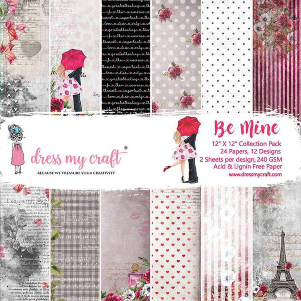 Dress My Craft Be Mine 12x12 Inch Paper Pad (DMCP2553) (OUTLET) Dress My Craft Be Mine 12x12 Inch Paper Pad (DMCP2553) (OUTLET)