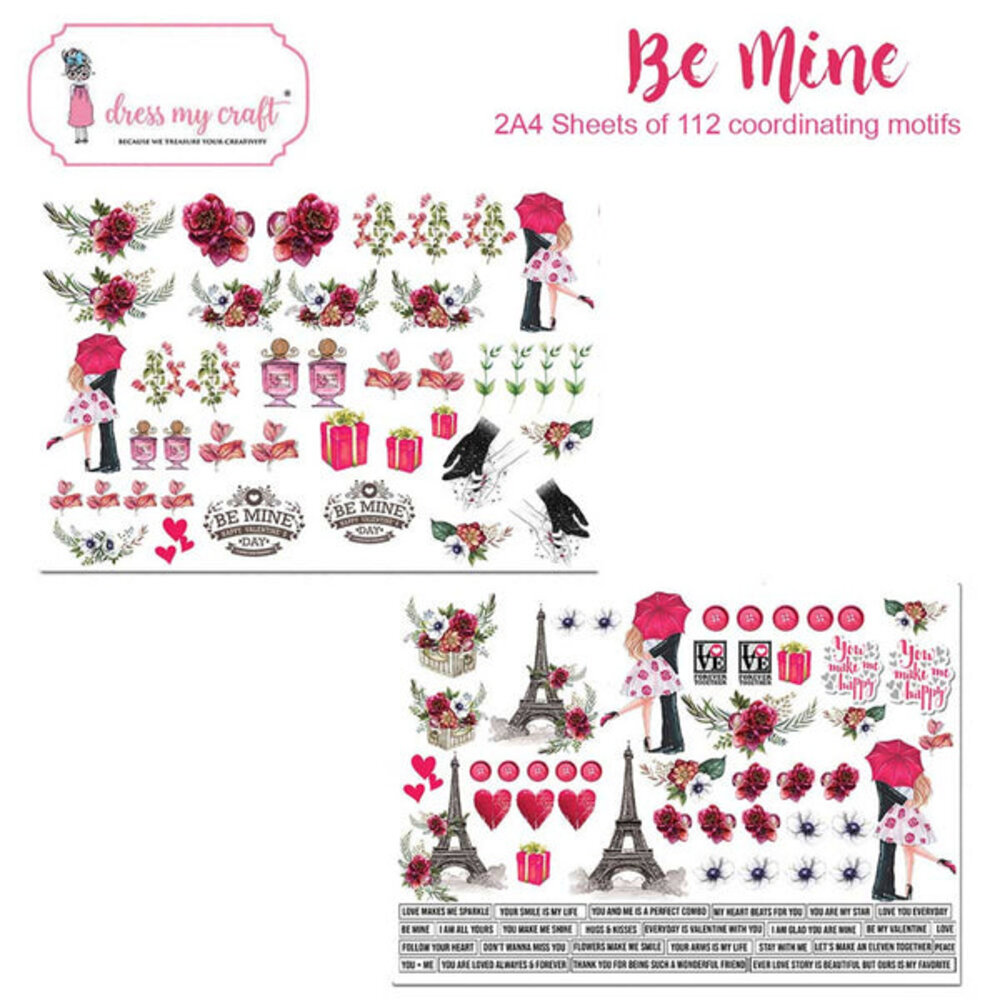 Dress My Craft Be Mine A4 Motif Sheets (2pcs) (DMCP2575) (OUTLET) Dress My Craft Be Mine A4 Motif Sheets (2pcs) (DMCP2575) (OUTLET)