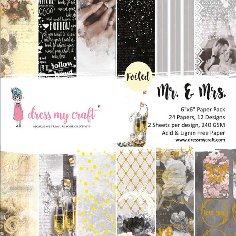 Dress My Craft Mr. & Mrs 6x6 Inch Paper Pad (DMCP2531) (OUTLET) Dress My Craft Mr. & Mrs 6x6 Inch Paper Pad (DMCP2531) (OUTLET)