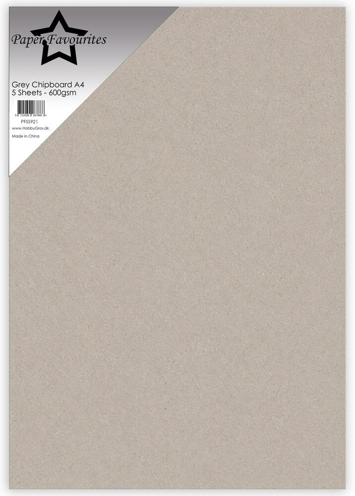 Paper Favourites Grey Chipboard A4 600g (5pcs) (PFSS921)
