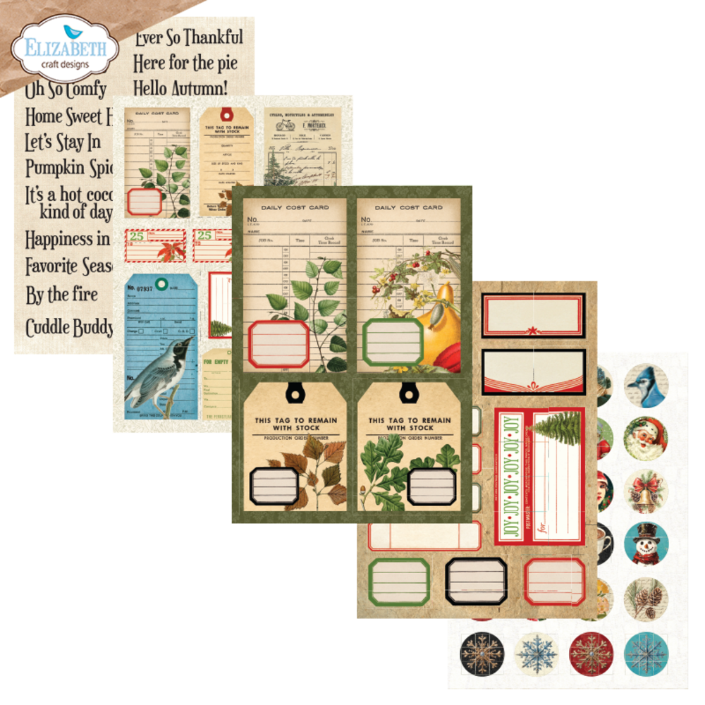 Elizabeth Craft Designs Comfy Cozy A5 Patterned Cardstock Everyday Ephemera 3 by Everyday Memories (PS05) Elizabeth Craft Designs Comfy Cozy A5 Patterned Cardstock Everyday Ephemera 3 by Everyday Memories (PS05)