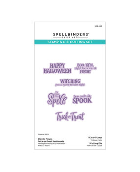 Spellbinders Classic Mouse Costume Party Stamp & Die Set Trick-or-Treat Sentiments (SDS-240)